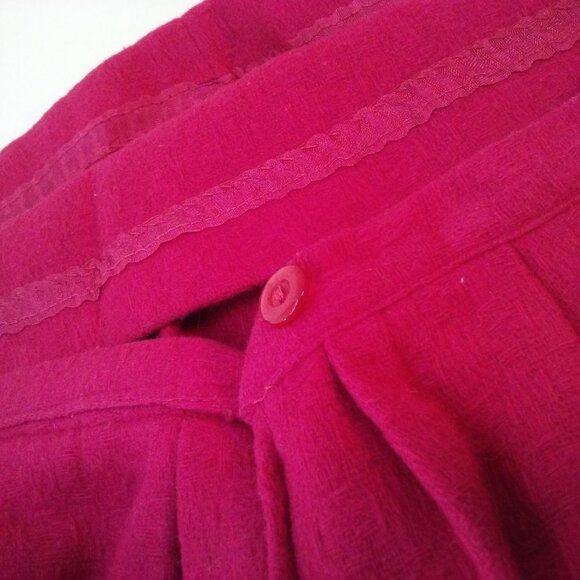 Vintage 50s-60s Handmade Hot Pink Box-Pleat Circle Skirt S(2/4) Wool Boucle Zip - Picture 7 of 7